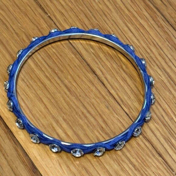 Jewelry - Cobalt blue rhinestone bangle bracelet silver